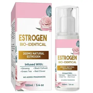 Feminine Wellness Cream Bio-Identical Estrogen 200mg with Ginseng Black Cohosh Green Tea Red Clover Herbal Infusion 100ml