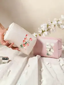 Personalized Floral Print Makeup Bag, Wedding Party Gift, Ladies Travel Toiletry Kit, Bridal Shower Gift, Bridesmaid Gift, Valentine's Day Present