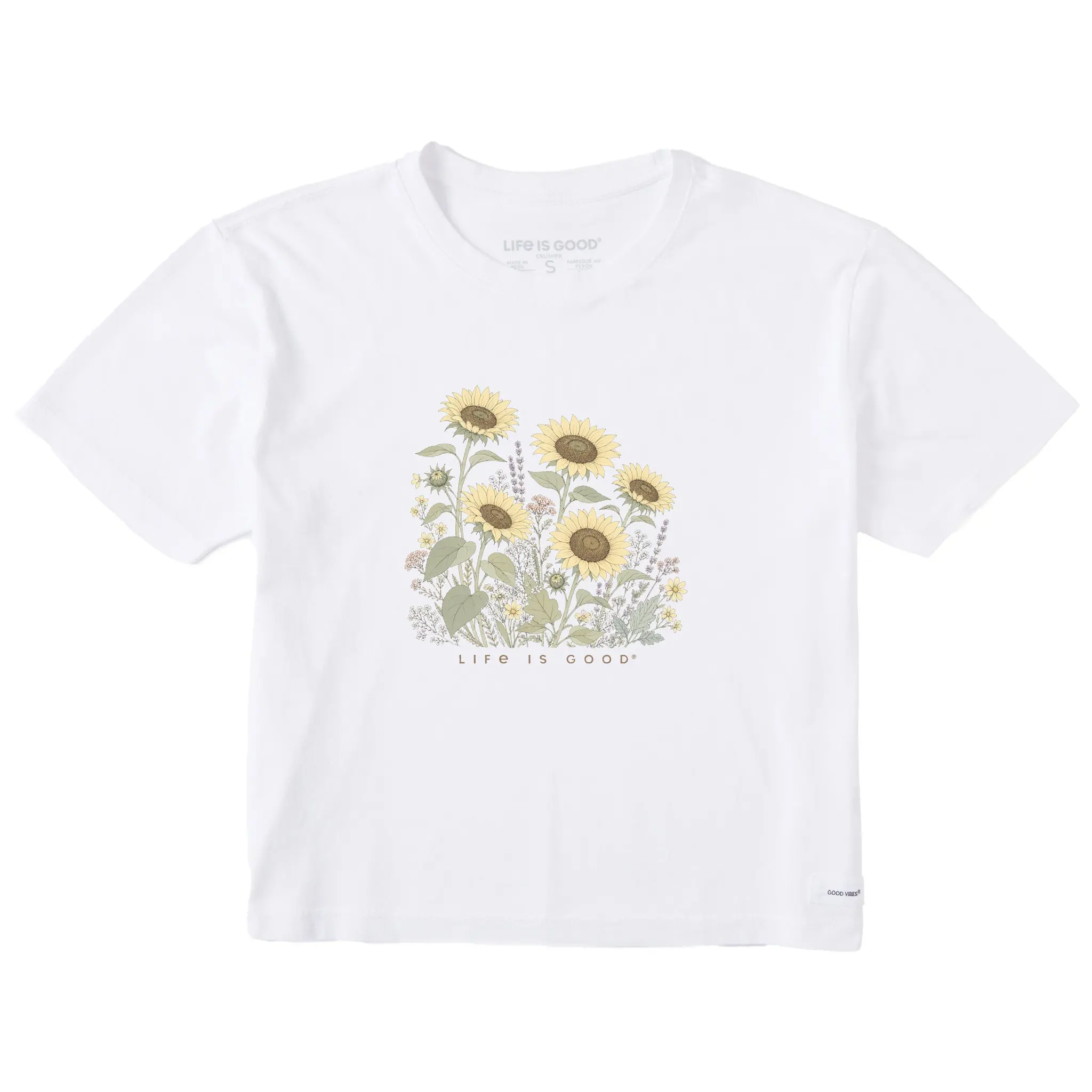 Women's Sunflowers Detailed Short Sleeve Crusher Boxy Tee