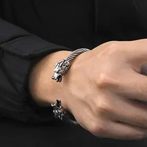 Viking Bracelet for Men Stainless Steel Animal Head Screw Teen Cuff Bangle Norse Biker Nordic Pirates Amulet Jewellery