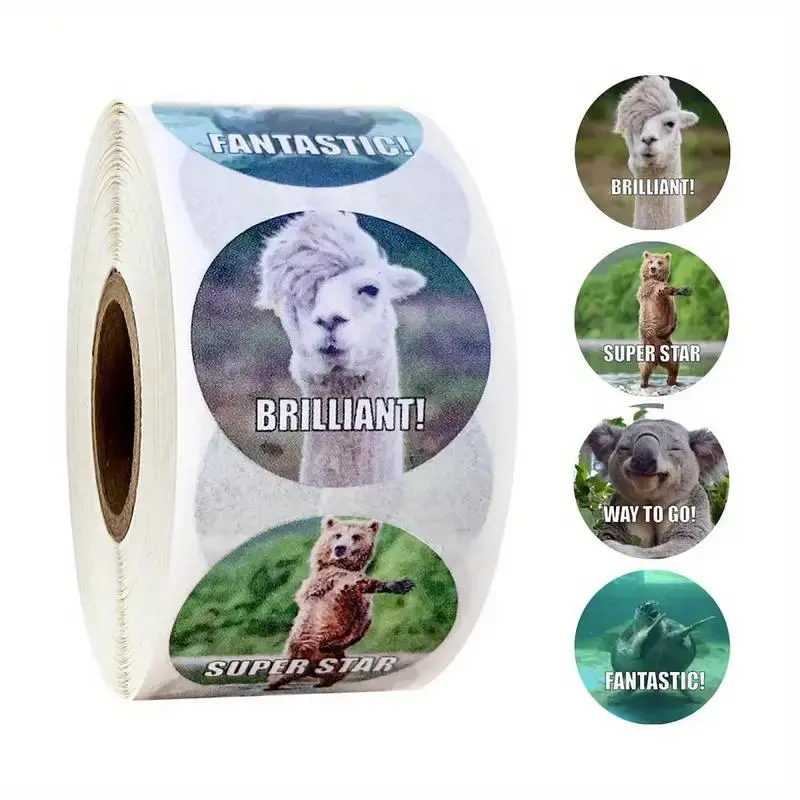 Cartoon Animal Pattern Sticker, 500pcs/roll Cute Multi-purpose Sticker for DIY Craft, Decoration, Hand Account