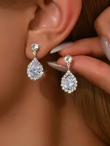 Luxury Teardrop Crystal Drop Earrings for Women, Sparkling Rhinestone Dangle Earrings, Elegant Bridal Wedding Jewelry, Party Prom Gift