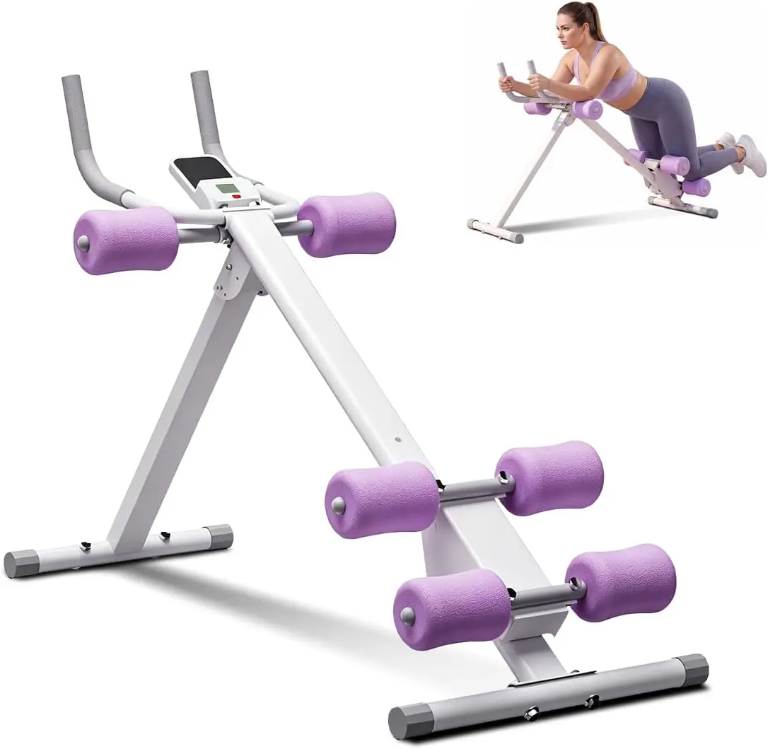 Umay Ab Trainer with LCD Monitor, 440lbs Weight Capacity, Foldable for Easy Storage, Ergonomic Supportive Design, Tones Waist Abs Arms Legs Hips