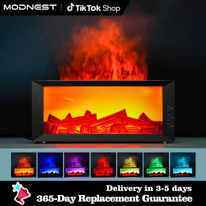 300ml Colorful Fireplace Flame Humidifier Aromatherapy Diffuser with Remote and Timer for Home and Office fire diffuser aroma diffuser humidifier puri