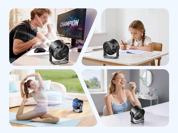 DIGIX Rechargeable USB Desk Fan for Bedroom, 100 Speeds, 360° Rotation, Wall Mounted Design Small Portable Table Fan with LED Display, Quiet Personal Desktop Cooling Fans for Home Office