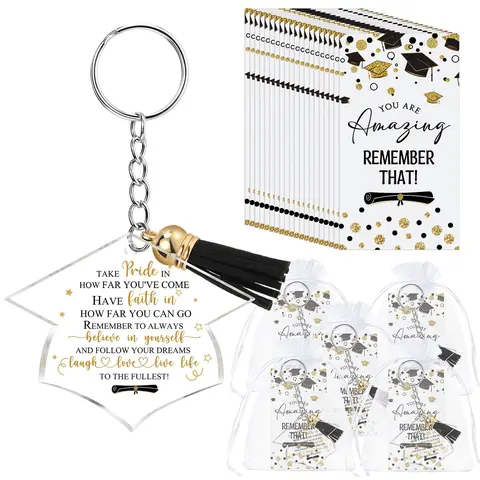 [Clearance Sale] Keepseek Unisex 24/48 Set Packs Bulk Quantity Multipack 2026 Graduation Acrylic Keychain Gifts with Inspirational Cards, Affordable Party Favors & Souvenirs for High School Graduates