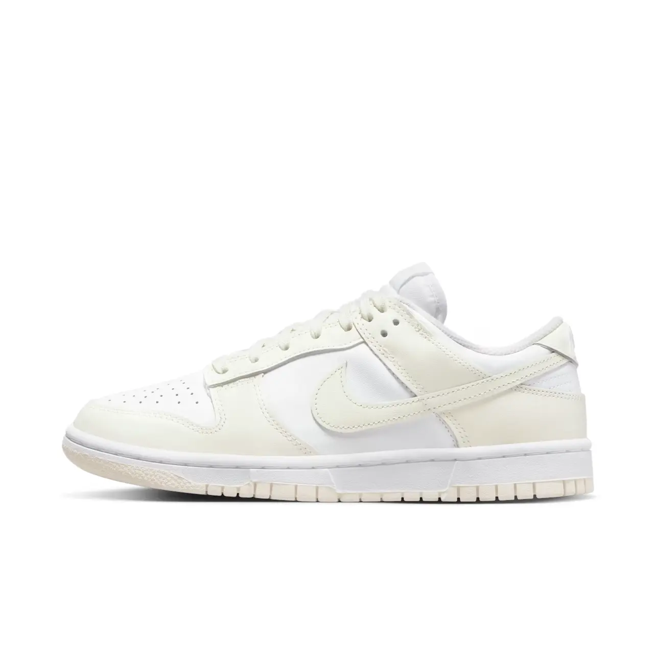 NIKE Women's Dunk Low Lace-Up Low Top Basketball Shoes - Model DD1503-121, White Leather Casual Lifestyle Sports Footwear FD1284