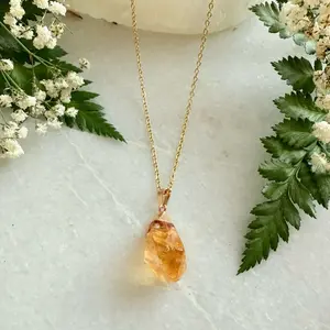 Citrine Pendant Necklace, Minimalistic Jewelry, Chain Crystal, Cottagecore Jewelry, Citrine Necklace for Layering, Momful Gift,Faith Jewelry