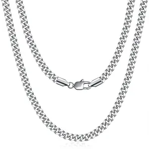 Stainless Steel Cuban Link Chain Necklaces for Men Women and Boys - 3mm 5mm Gold/Silver - 18/20/22/24 Inch