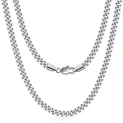 Stainless Steel Cuban Link Chain Necklaces for Men Women and Boys - 3mm 5mm Gold/Silver - 18/20/22/24 Inch