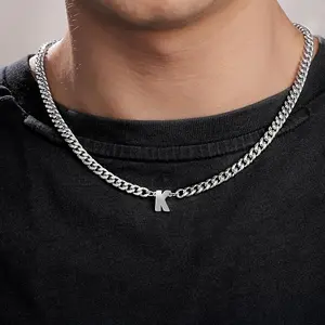 Name Letter Necklace Cuban Necklace For Unisex Birthday Gift