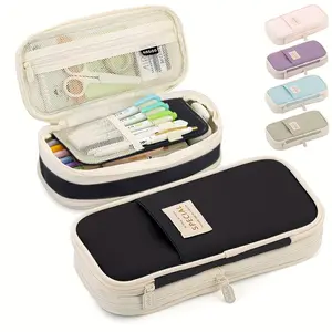 Large Capacity Zipper Pencil Case, Stationery Storage Bag, Fashion Design, Suitable for Teens Boys Girls, School and Office Use, Stationery Office Supplies