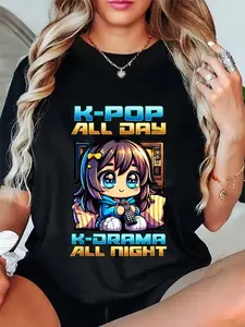 100% Cotton Unisex K-Pop All Day K-Drama All Night I Korean Music Culture T-Shirt