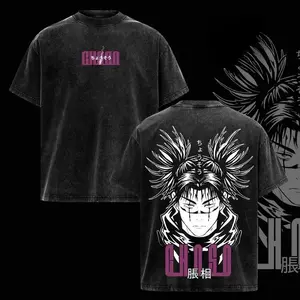 Menswear Round Neck Short-Sleeve Choso Vintage Washed Oversized T-Shirt - Jujutsu Kaisen Season 3 Culling Game Arc Manga Art Graphic Tee, Soft Cotton Multi-Size Unisex Casual Streetwear Top, Gift for JJK Fans