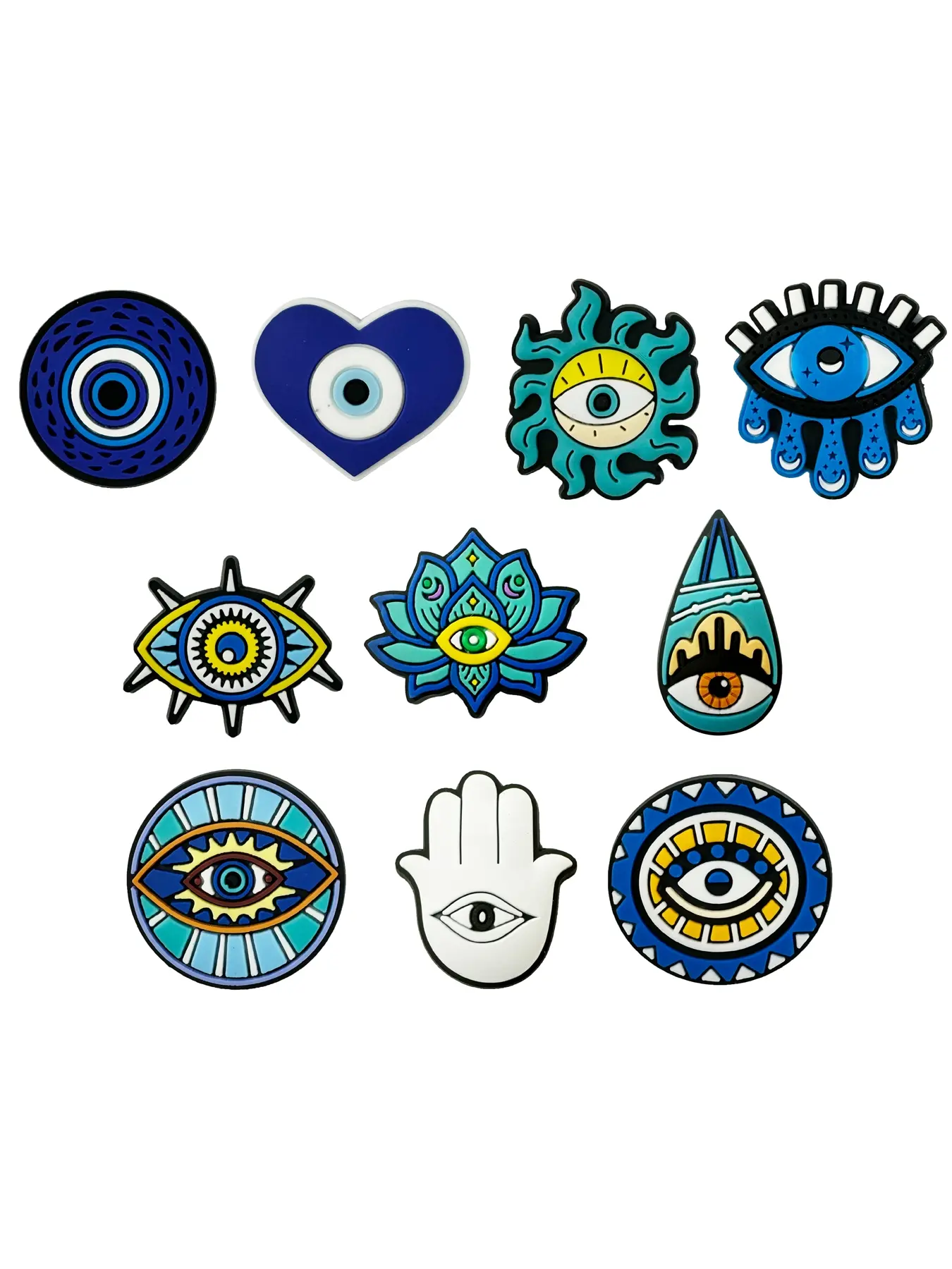 10 Removable Evil Eye Shoe Charms Set, DIY Spring and Summer Decorative Shoe Accessories, Stylish Shoe Decorations for Unique Looks, Cute Shoe Decorations