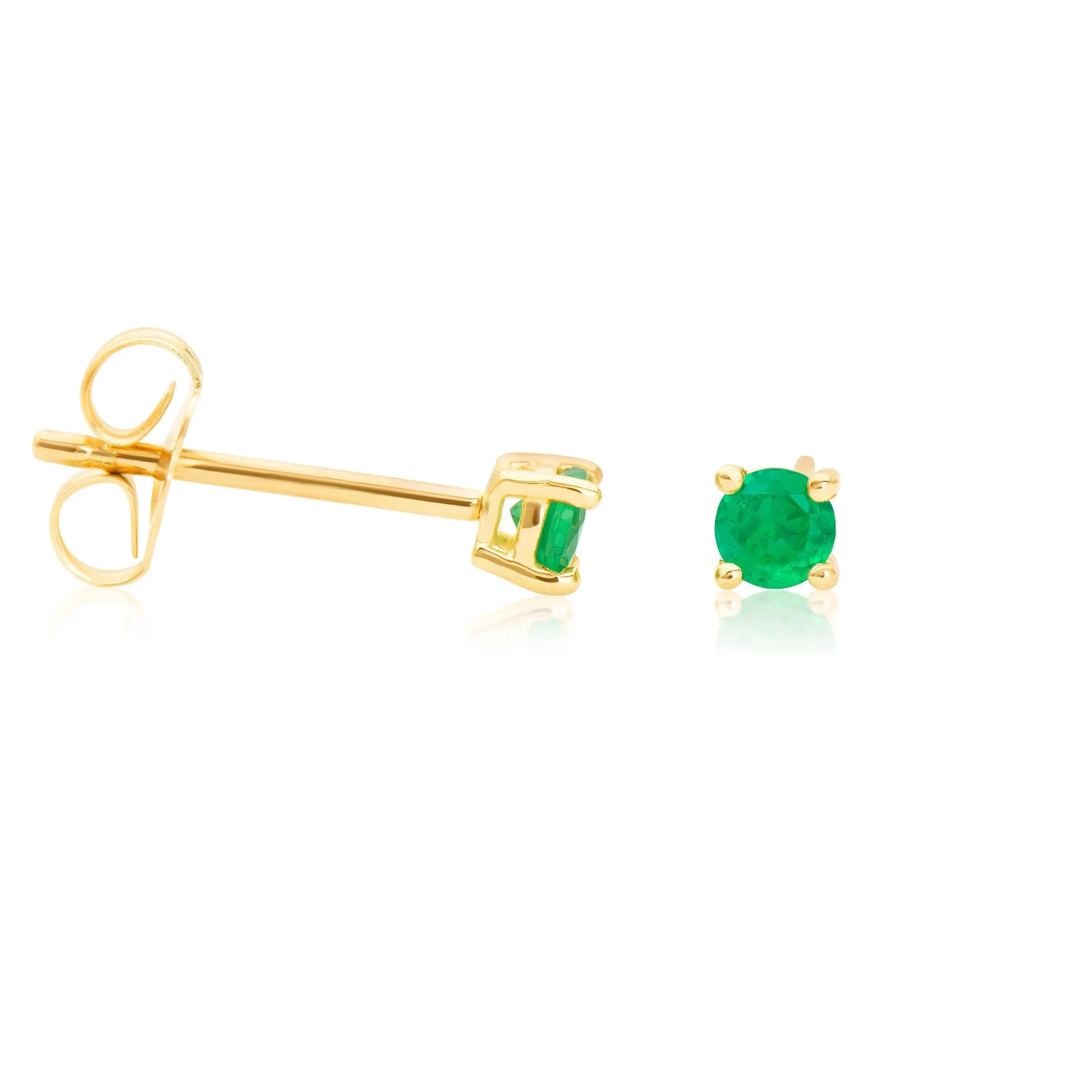 14k Green Emerald Stud Earrings