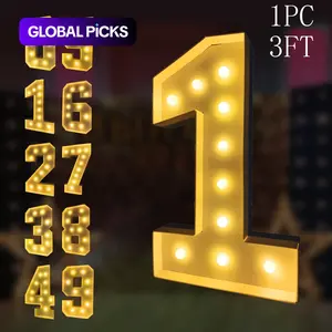 Luminous Number Backdrop Decoration, 1 Count Lighting Number 0-9 Mosaic Frame Foam Cardboard without Battery, Party Accessories #GLOBAL PICKS