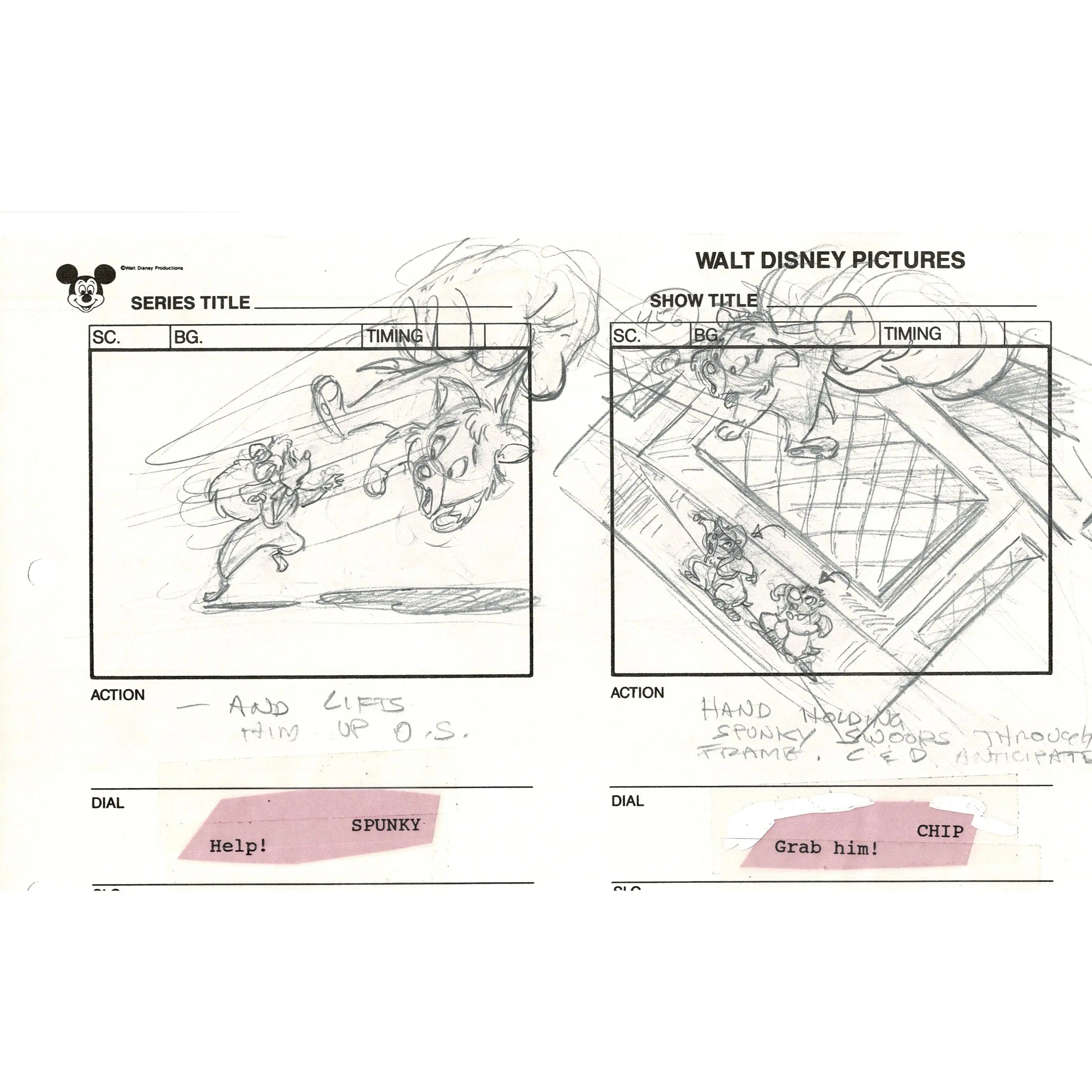 Chip n Dale Rescue Rangers Original Production Animation Storyboard Walt Disney FIRST EPISODE 1988 A109