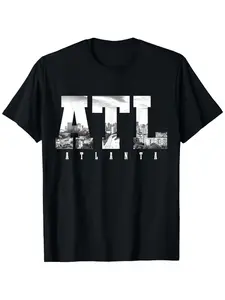 ATL Atlanta Skyline Pride Black & White Vintage Georgia T-Shirt for Men Women Couple