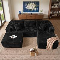 Balck Right Chaise With Ottoman
