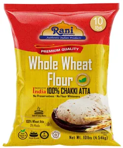 Rani Chapati Flour (100% Pure Whole Wheat Chakki Atta), For Making Roti & Indian Breads 160oz (10lbs) 4.54kg Bulk ~ Stone Ground, All Natural | Vegan | No Salt or Colors | NON-GMO | Indian Origin