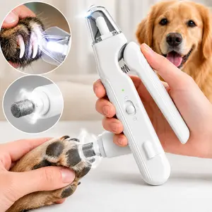 2-in-1 LED Dog Nail Clipper and Grinder Combo, Safe Pet Grooming Tool, Quiet Low-Vibration, Sharp Blades, USB Rechargeable Paw Trimmer for All-Size Dogs & Cats Home Use