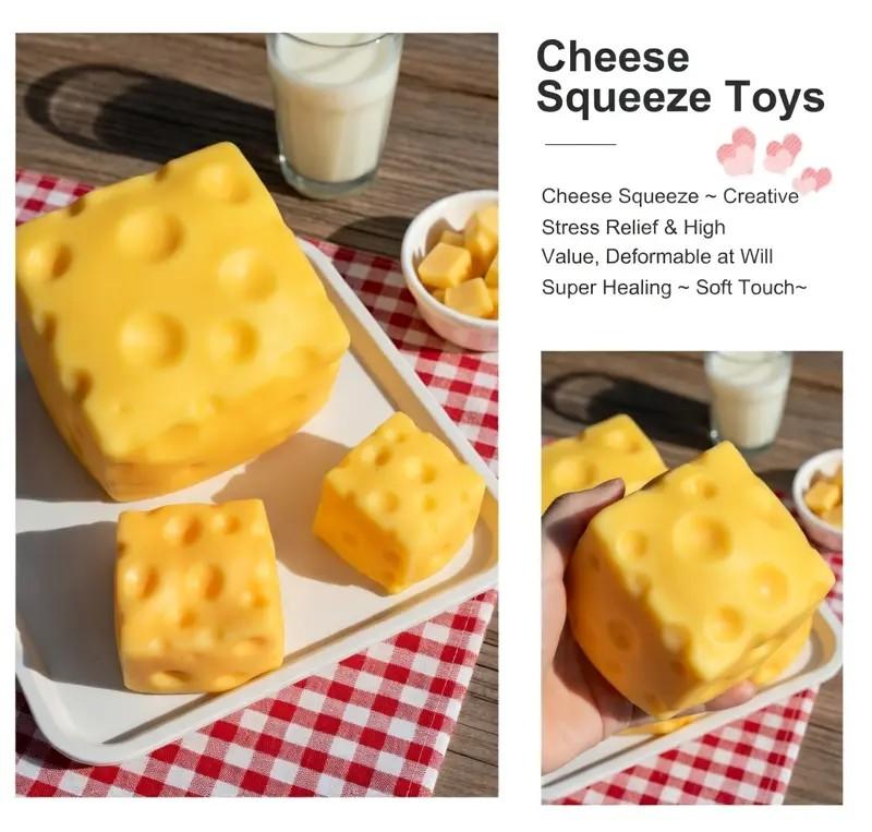Squishy Cheese Block - Yellow Moldable Fidget Toy for Kids & Adults, Stress Relief Sensory Squeeze Toy, Fun Play & Relaxation, Perfect Easter Gift