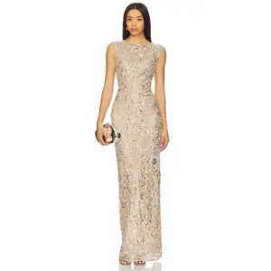 Bronx and Banco Violet Maxi Dress in Silver