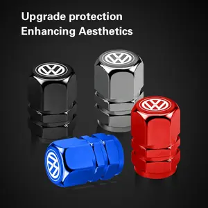 4pcs Aluminum Alloy Car Wheel Tire Valve Caps Tyre Rim Stem Covers For VW GTI Polo Golf Passat Tiguan Arteon Touareg CC Taigo Caddy Jetta T-ROC Beetle Sharan Touran Scirocco