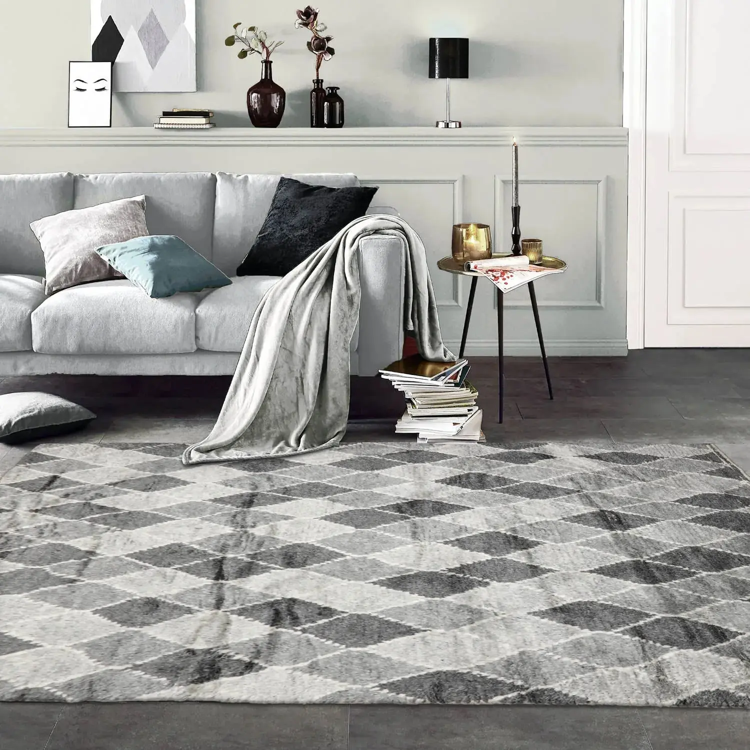 LoomBloom 5x8 Elegant Gray Tone On Tone Wool Oriental Area Rug