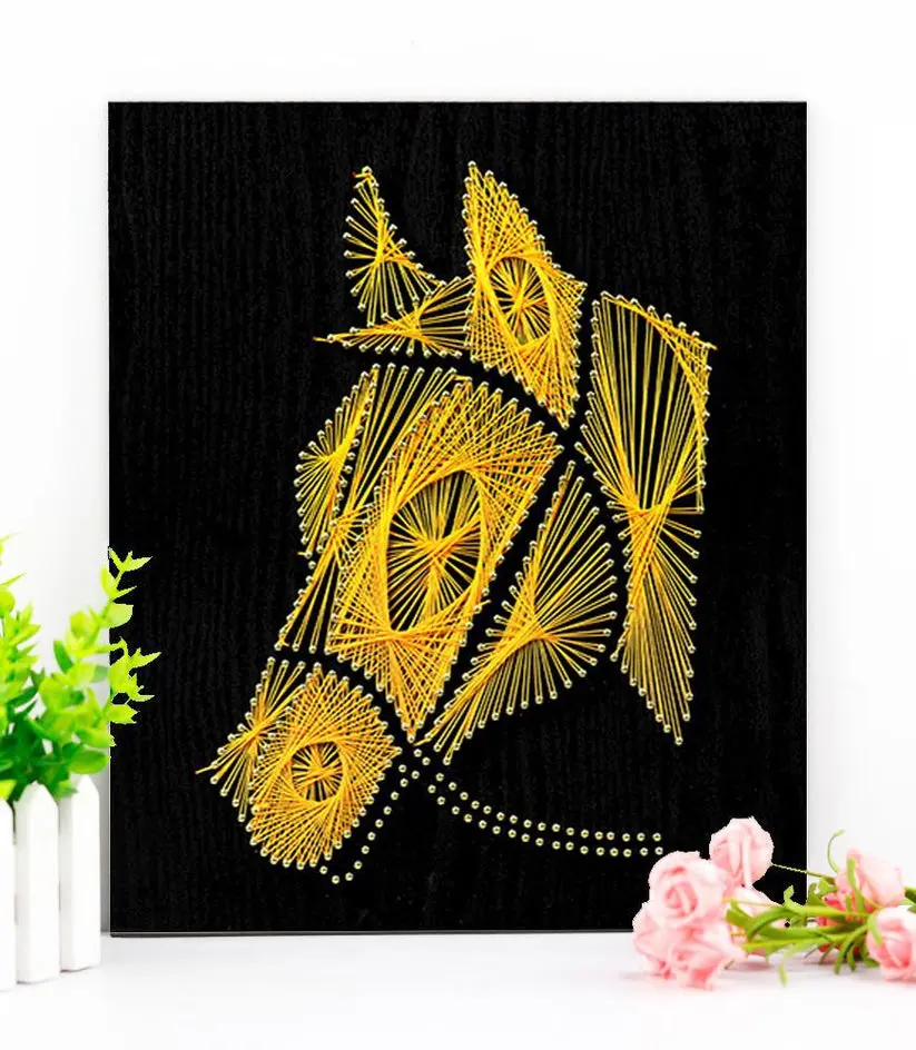 String Art DIY Kit - Horse. Wizardi Craft Kit F07-M12-5-DHACE28042
