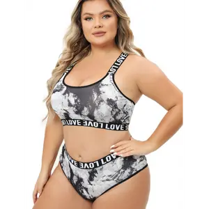 Plus Size Tie Dye Lingerie Set, Mature Style Polyester Knit Fabric with Elastane, Medium Stretch, 210g/m² - Adult Lash Costume Set