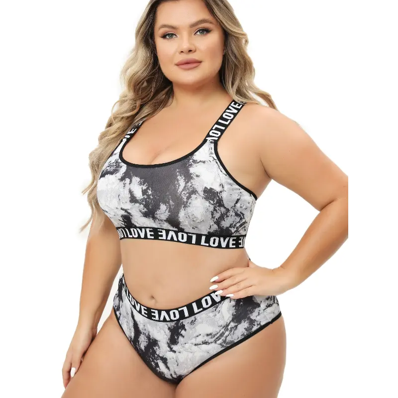 Plus Size Tie Dye Lingerie Set, Mature Style Polyester Knit Fabric with Elastane, Medium Stretch, 210g/m² - Adult Lash Costume Set