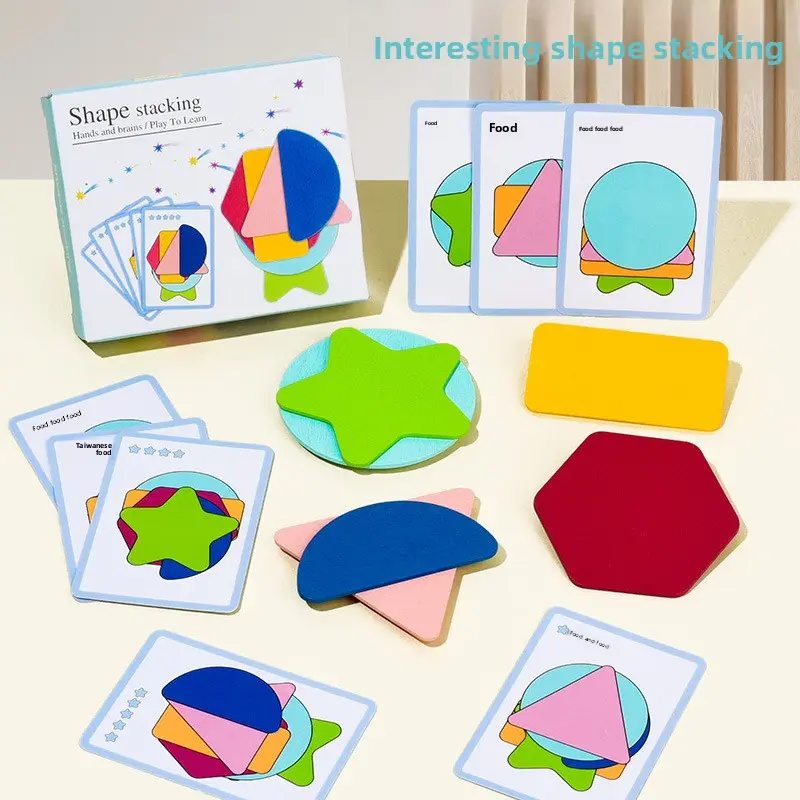 Wooden Geometric Stacking Toy - Preschool Shape & Color Recognition - Educational Early Learning Toy for Boys and Girls