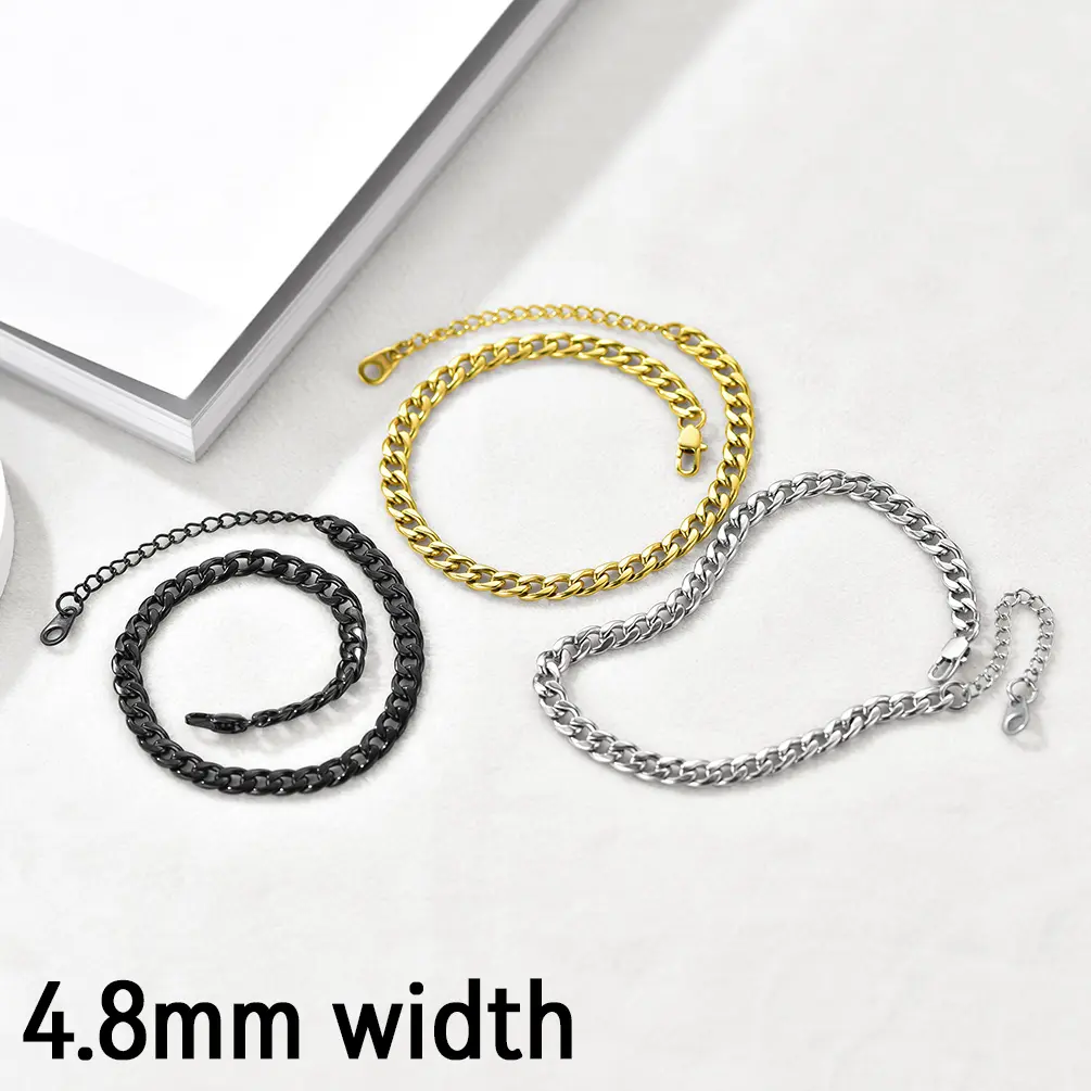 PROSTEEL Cuban Chain Anklets For Women Unisex Stainless Steel Chain 4.8mm/6mm Wide Beach Summer Anklets 8-10.5 Inch Adjustable Gift Box