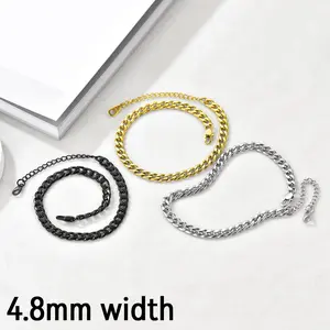 PROSTEEL Cuban Chain Anklets For Women Unisex Stainless Steel Chain 4.8mm/6mm Wide Beach Summer Anklets 8-10.5 Inch Adjustable Gift Box
