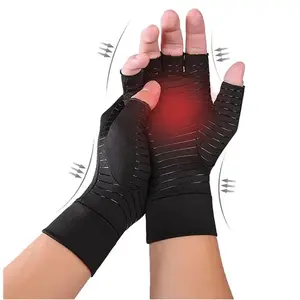 Copper Fiber Compression Gloves for Men – Fingerless Breathable Anti-Slip Gym Gloves with Full Palm Protection for Weightlifting & Cycling