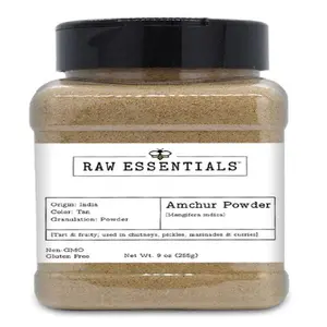 Raw Essentials Amchur Powder | Tart and Fruity Mango Powder for Authentic Indian Cuisine | Non-GMO, Gluten-Free, Paleo, Vegan | 9 Ounce Bottle