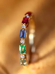 1 PC Elegant Blue Cubic Zirconia Ring Stackable Beautiful Rings For Women For Wedding Engagement Party Jewelry Valentine's Day Gift Stackable Finger Rings