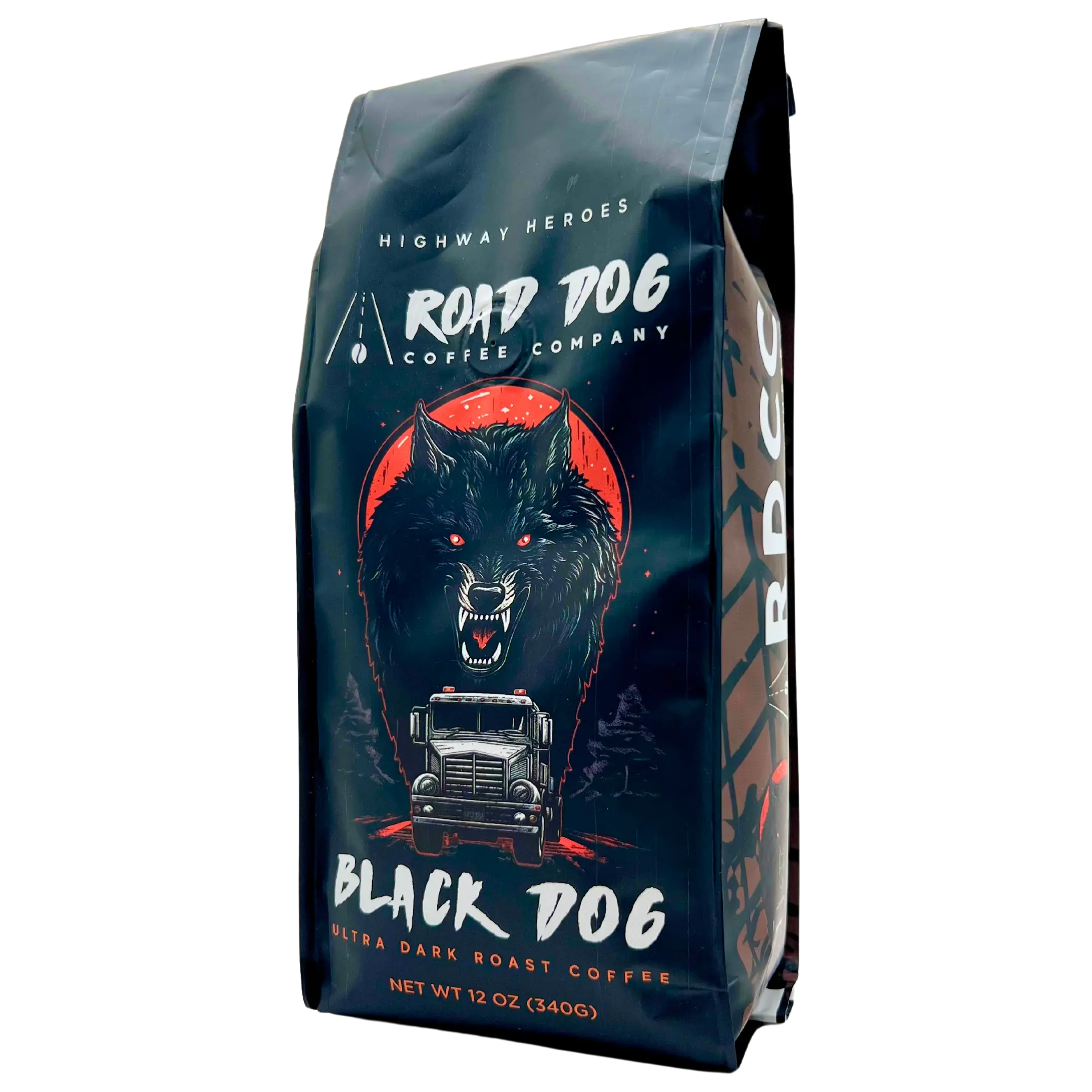 Road Dog Coffee Company, Black Dog, Ultra Dark Roast Coffee, High Caffeine Blend, Ground 12 oz Bag. Road Dog Coffee Company, Black Dog, Ultra Dark Roast Coffee, High Caffeine Blend, Ground 12 oz Bag.