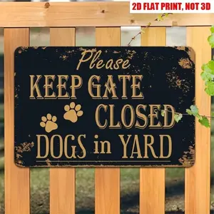 Vintage Aluminum Dog Sign for Yard 8x12 Inch Farmhouse Warning Keep Gate Closed Outdoor Garden Home Decor Pet Owner Gift