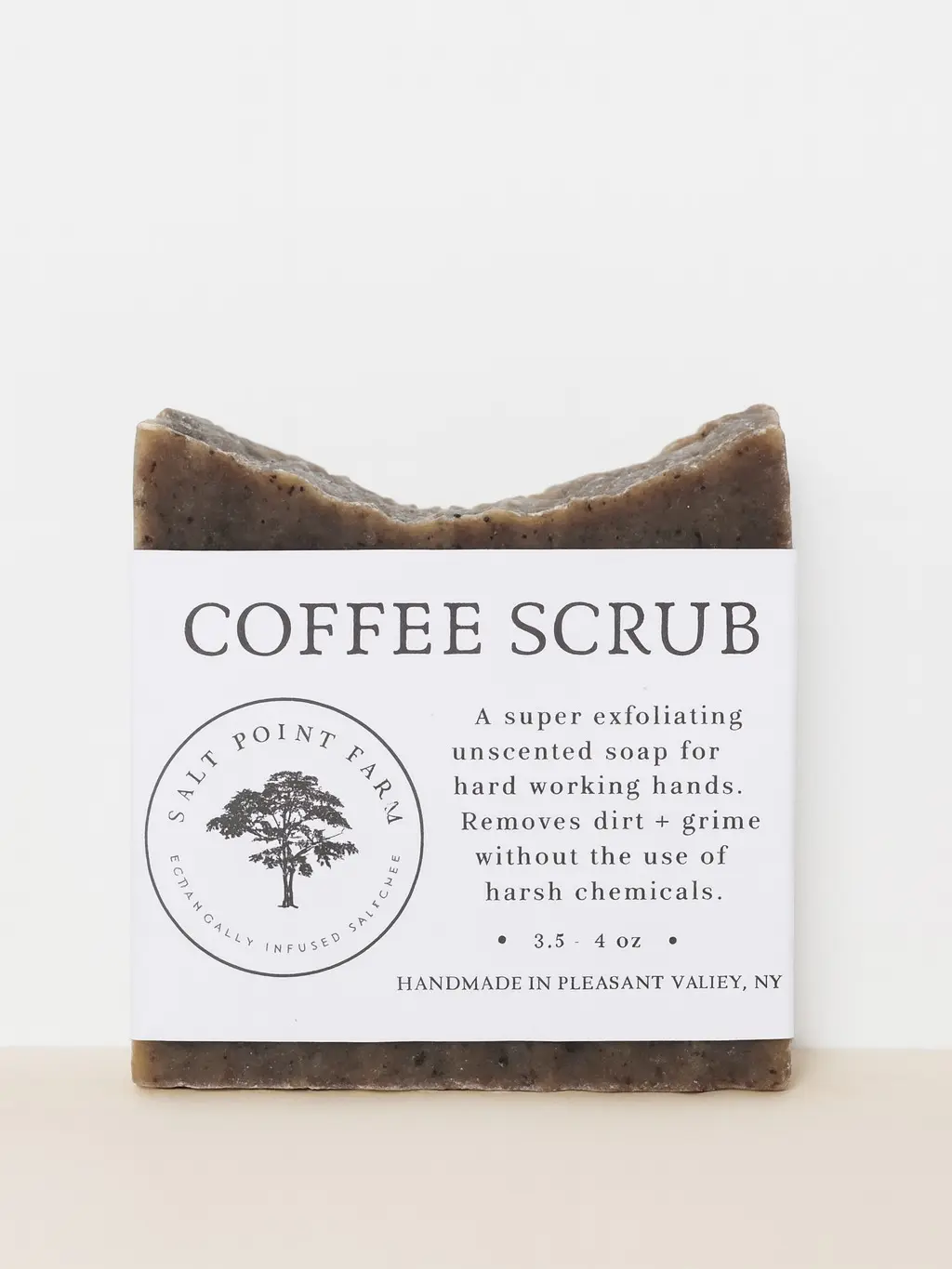 Salt Point Farm Organic Coffee Scrub Soap 4 Oz Handcrafted with Fair Trade Coffee Beans & Organic Oils Non Toxic Exfoliating Bar