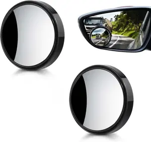 2 Pack Blind Spot Car Mirror 2 Inch Angle Adjustable HD Glass Round Car Side Rear View Convex Mirror Accessories with Frame