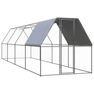 vidaXL Chicken Cage, Walk-in Chicken Coop for Hens Ducks Rabbits Small Animals Outdoor Backyard, Chicken Pen, Poultry Cage, Galvanized Steel 3089321