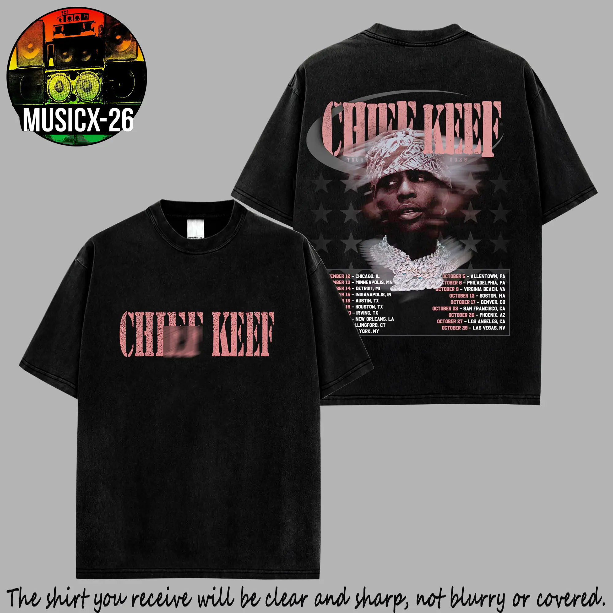 Chief Keef Live Tour Date 2026 Graphic Premium Soft 100% Cotton T-Shirt, Skeletor Sosa Fans Hip-Hop Shirt, Chief Keef Fan Graphic Tee, Gift For Hip-hop Music Fan Merch Shirt