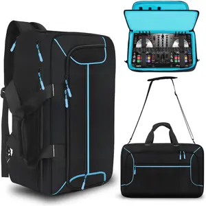 DJ Controller Case for DDJ-FLX4/DDJ 200/DDJ 400/DDJ REV1/DDJ SB3/DDJ 202, DJ Controller Bag with Thick EVA Padding and 17"Laptop,40L Padded DJ Equipment Backpack Bag for Travel&Performance