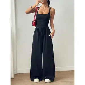 Sexy Backless Halter Romper for Women, Elegant Slim-Fit Jumpsuit, All-Season Kint Fabric, Moderate Thickening, Perfect Fit