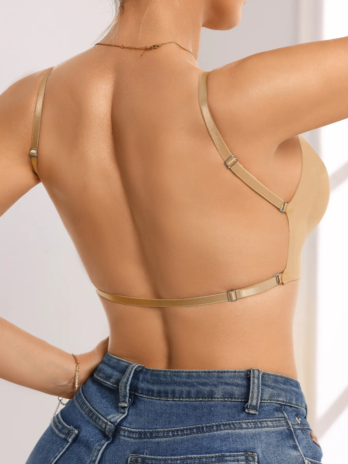 Women's Multiway Wireless Medium Bra, Adjustable Strap Criss Cross Backless Bra, Breathable Comfortable Lingerie for All Seasons