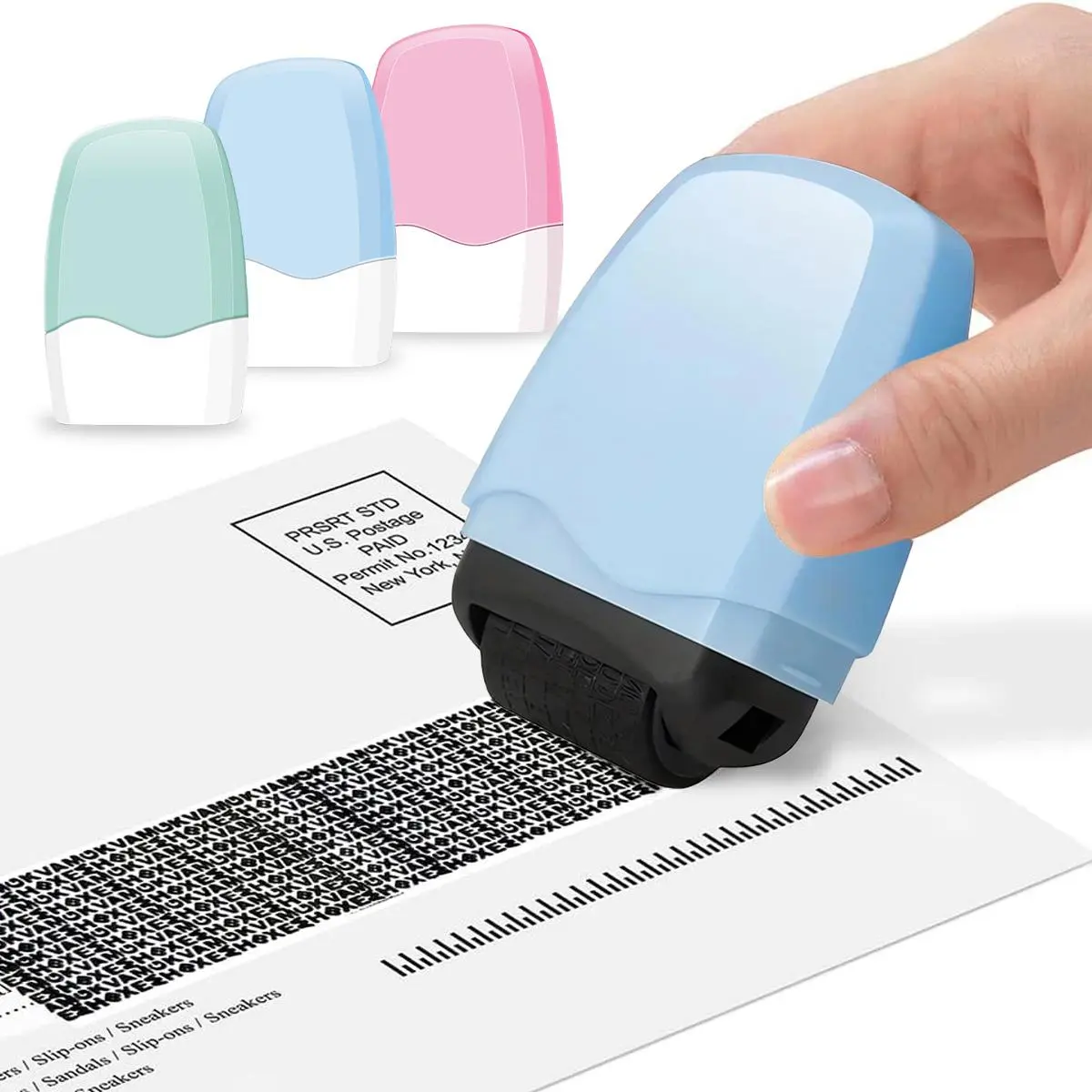 Identity Theft Protection Roller Stamp, 1 Count Confidential Roller Stamp, Anti Theft, Privacy & Security Stamp,Refill Ink Designed for ID Blackout Account Data Address Security,Office Supplies