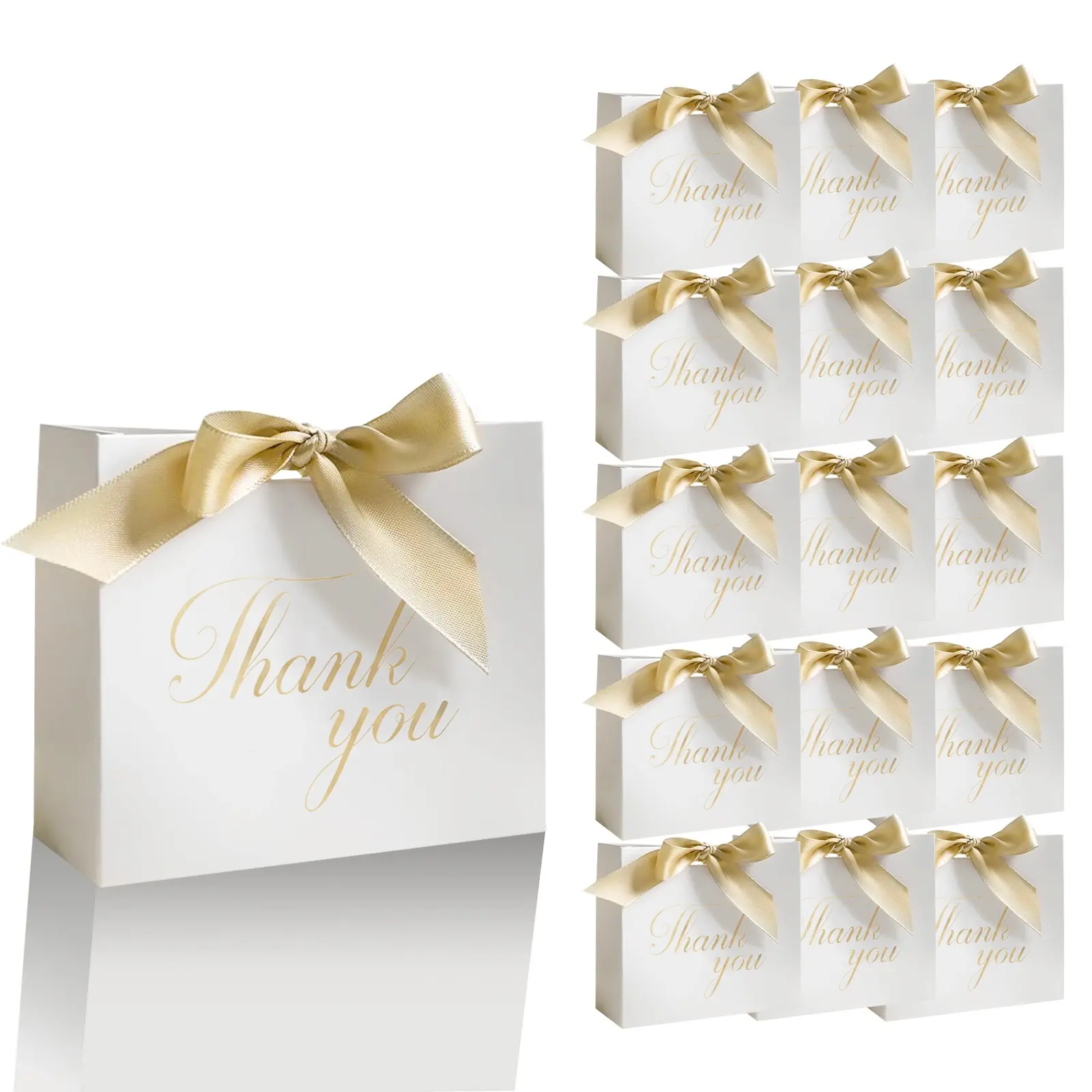 24PCS Thank You Gift Bags, Gold  Thank You Bags with Handle Party Favor for Wedding Birthday Baby Shower Business Shopping